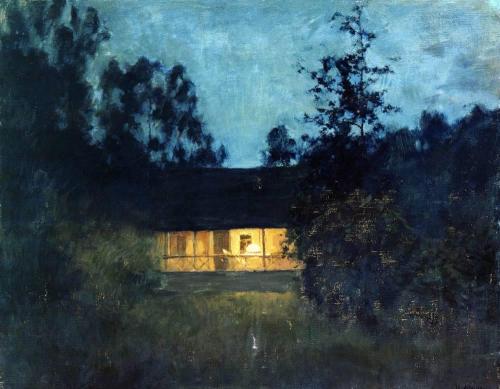 artist-levitan:At the summer house in twilight, 1895, Isaac LevitanMedium: oil,canvas