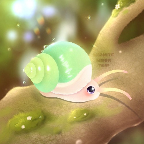 I Aspire To Be A Cute Green Snail On A Mossy Sunlit Branch 💚