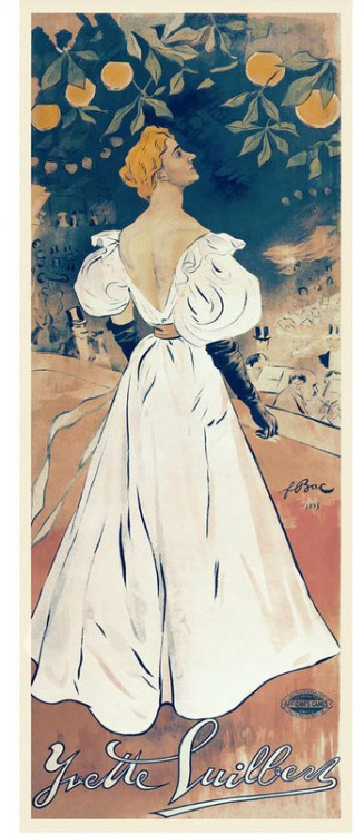 Yvette Guilbert original vintage poster by Ferdinand Bac from 1895 France