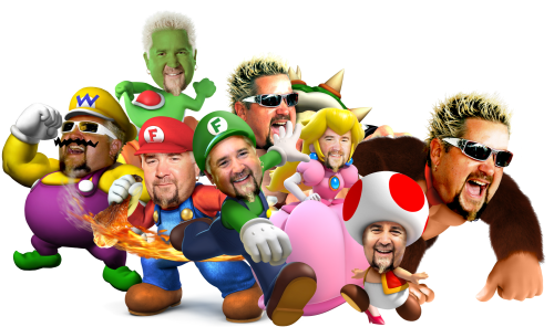 This is Guy Fieri as the entire collection of Mario characters  in Round 1 of my mashups! Look 