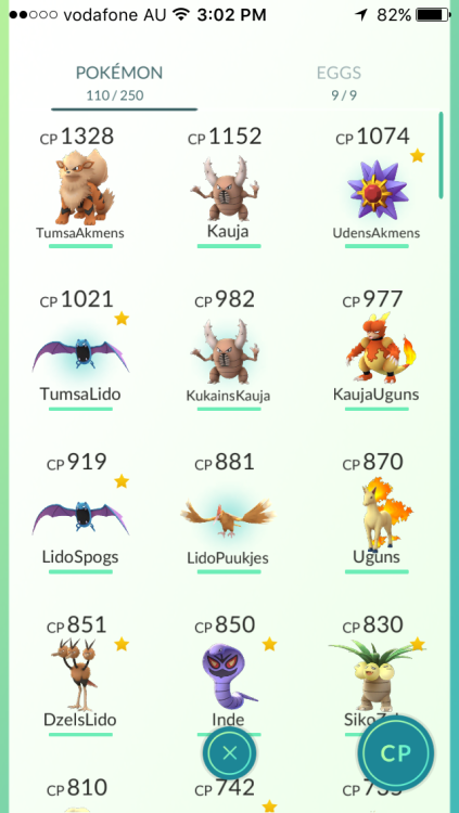 My POB (Pokemon Order of Battle)
Until recently I had been quite boring, and left all my Pokemons with their default names.
I was whinging later about how you need to open them to check their attack types, when my son suggested including this in...