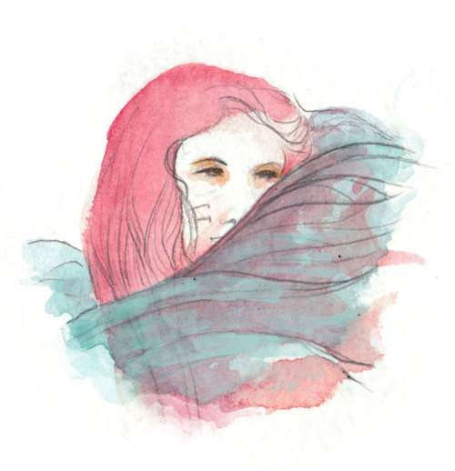 some mysterious ladies hiding in watercolour stains…