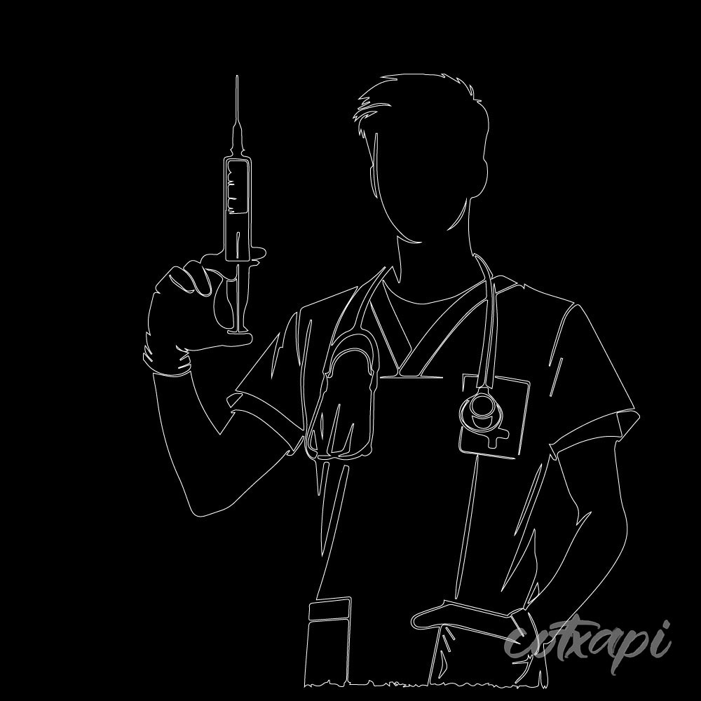 Professional Doctor, Engineer, and Scientist Vector Art Illustration, Black and White Outline Design
