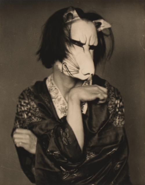 Michio Ito wearing fox mask designed by Edmund Dulac, 1915, Alvin Langdon Coburn