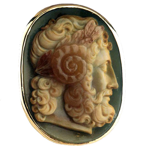 barakatgallerybeverlyhills: Ring Featuring a Roman Cameo Depicting the Head of Zeus AmmonOrigin: Eas
