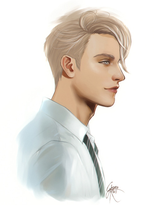 accessiblehp: greenkiwiart: Draco Malfoy Portrait What a sweet smile, I’d like to know who he&