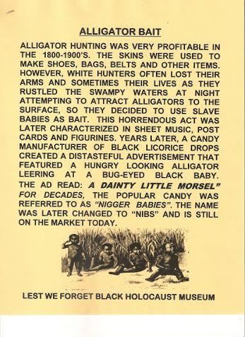 Unfriendly reminder that White people used Black babies to bait alligators 