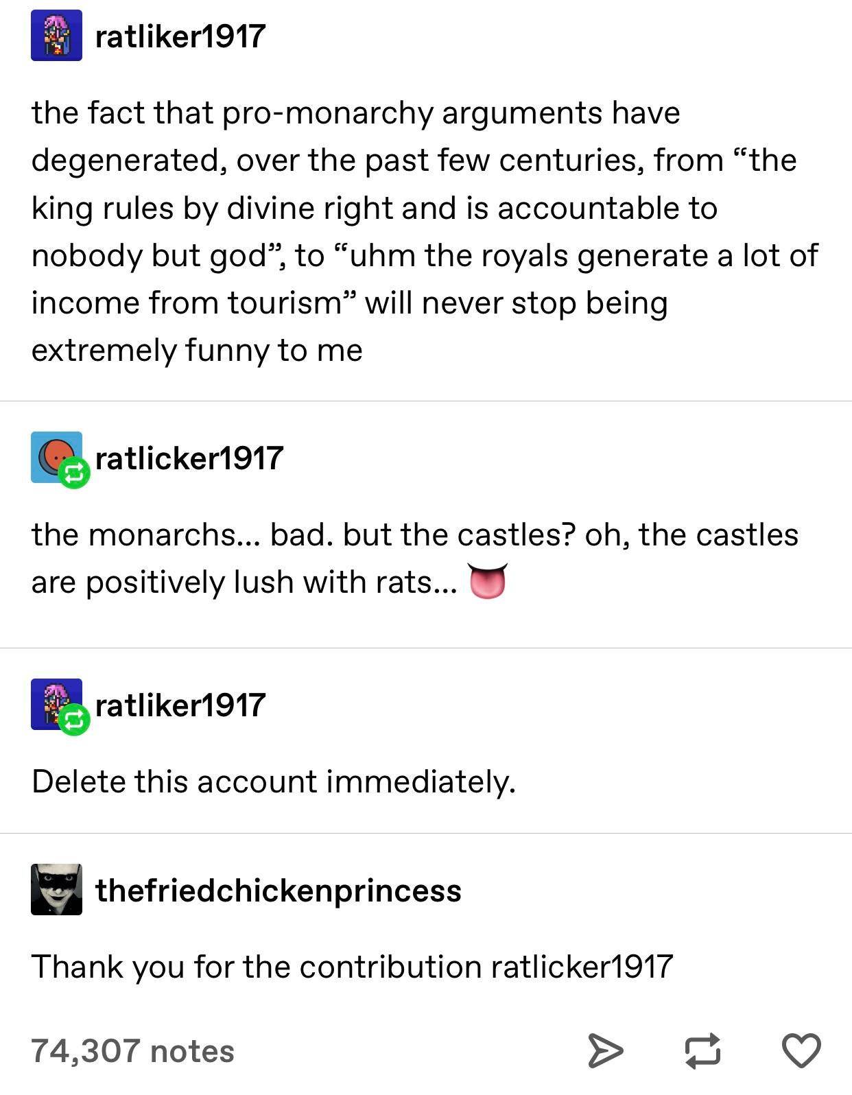 cadaverkeys:cadaver-locks:cadaverkeys:One of my favourite post formats is when someone with a similar URL to op torments them like they are failed clones of each other and it completely changes the tone of the original post.So. I think we have some things