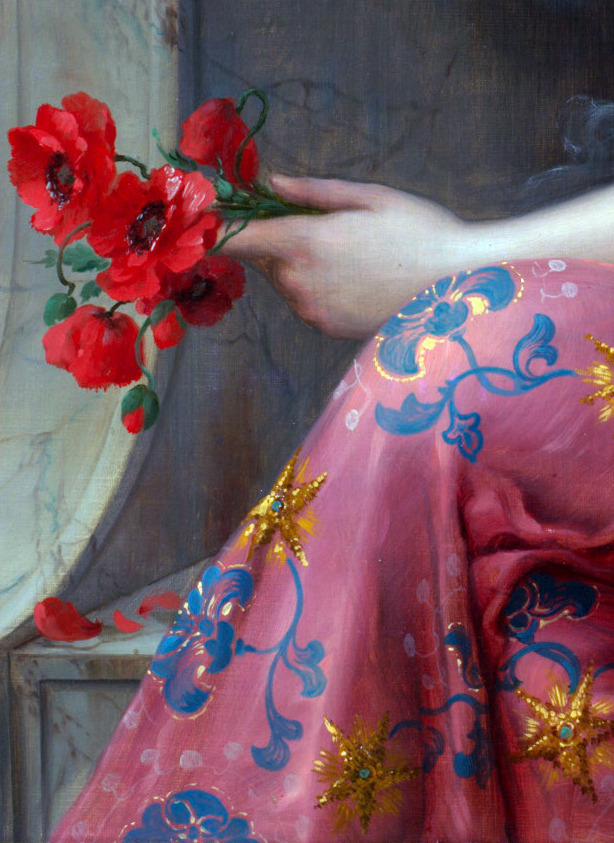 c0ssette:  Emile Vernon (1872-1919) Girl with a Poppy,detail. 