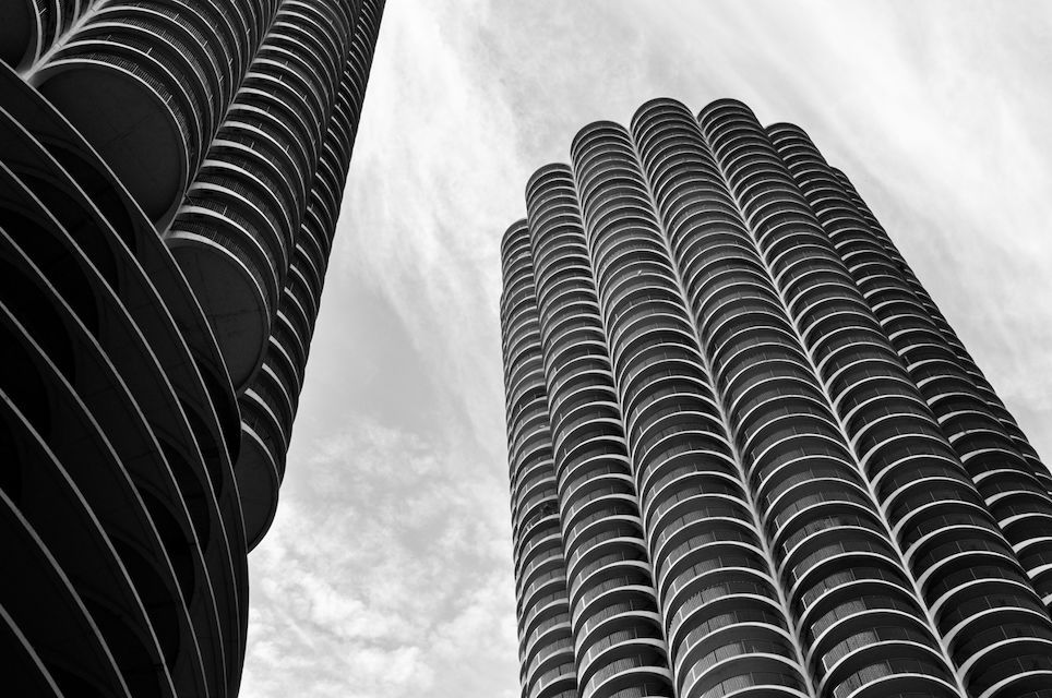 Architecture, Blackandwhite, Building Exterior, Chicago Architecture, Geometry, No People, Tower, Twins by Francois itier on EyeEm