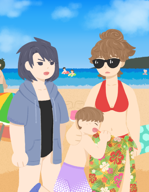 beach trifecta redraw! but it’s fem!trifecta :3ccommission for @rosesweetchild <3