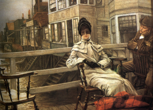 artist-tissot: Waiting for the Ferry, 1878, James TissotMedium: oil,canvas