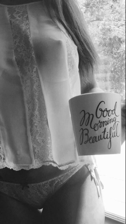 submissiveinclination:  Early morning coffee love.~he called me beautiful like it was my name~