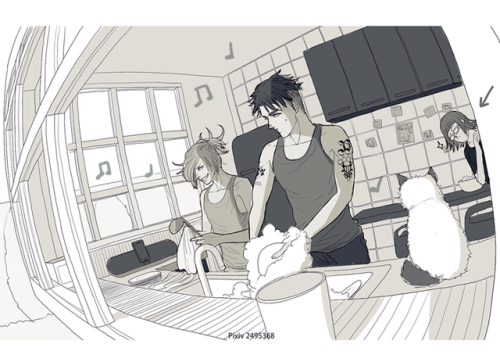 lusciouswhiteflame: PLIROY /// JJYURI /// JJ // YURIDoing the dishes can be a rock musical for them 