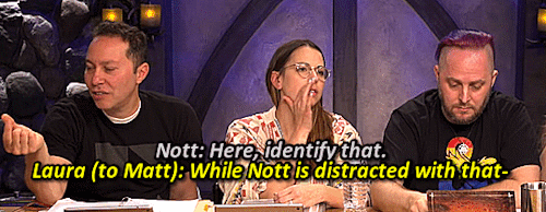 [A Gifset Of Sam Riegel And Laura Bailey On The Set Of Critical Role, With Appearances By Taliesin Jaffe