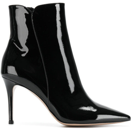 Gianvito Rossi Patent Leather Boots ❤ liked on Polyvore (see more black bootie boots)