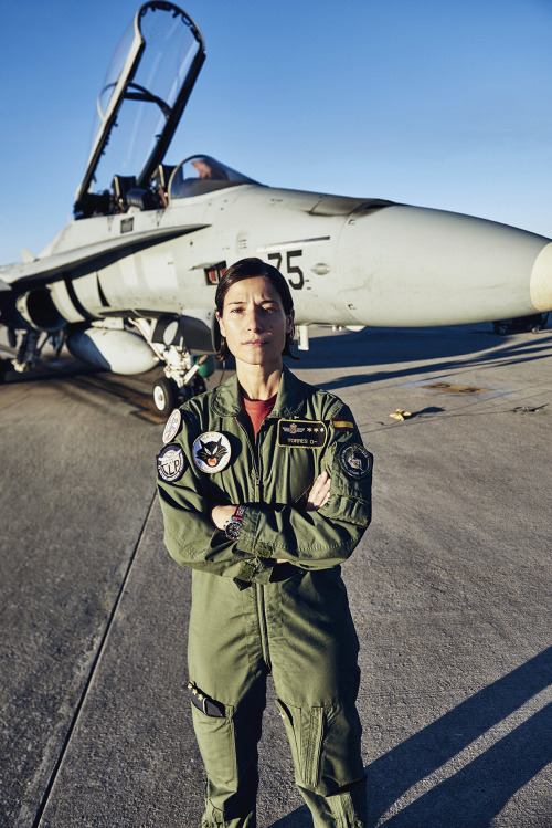 Rocío González Torres, F-18 pilot, shot by Fenton for YoDona. Art Director: Andr&eacut