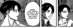 birdgekis:  tundras:  this becomes ten times funnier if you read it left to right  the most incredible panels from the gritty hit manga, “shingeki no kyojin” 