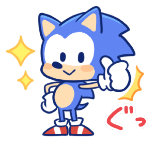 sonichedgeblog:Artwork for a Sonic sticker, which is available on LINE messenger software as part of the ‘Cute Sonic’ pack.