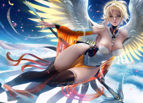 sakimichan: My take on Fantasy Mercy :3 aiming for sexy+ elegant. ambitious piece ;o;nude,PSD+3-4k HD jpg,steps,vid etc>https://www.patreon.com/posts/12867493   O oO <3