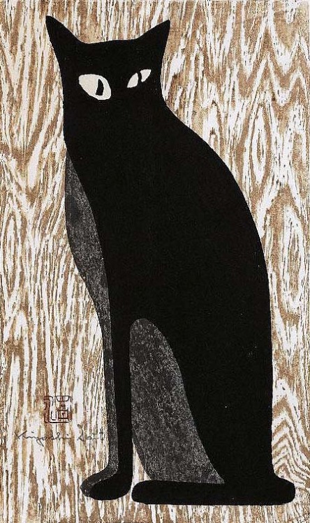 Saitou Kiyoshi (1907-1997)　斎藤清Black Cat    黒い猫、1955