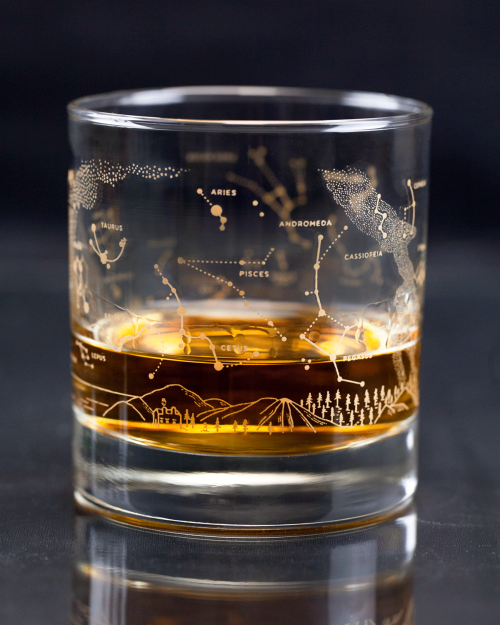 cognitive-surplus: Night Sky Star Chart - Astronomy Double Old-Fashioned Glasses by Cognitive Surplu