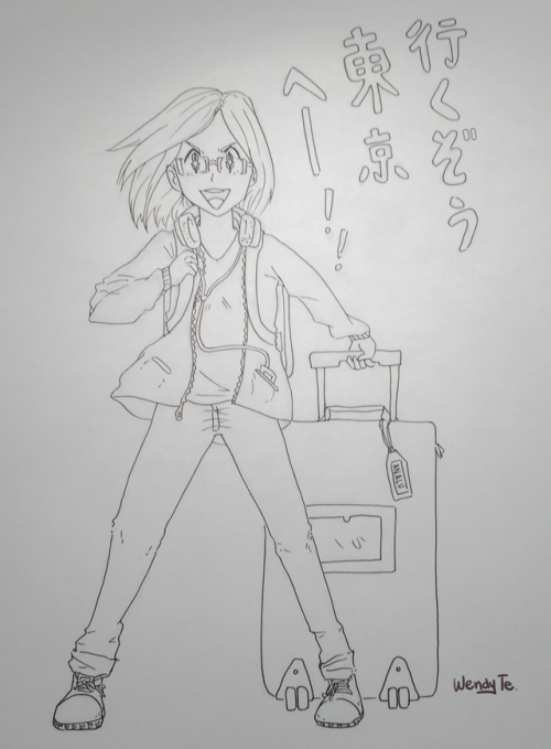 「行くぞう東京へー!!」 “Let’s go to Tokyo!! ” This illustration is for a friend that tr