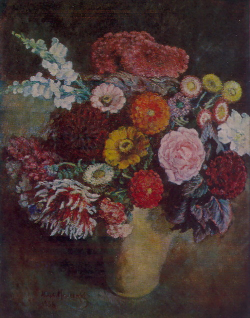 Motley bouquet on a dark background, 1936, Ilya MashkovMedium: oil,canvas