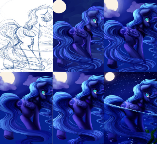 zodiacnicola:This is how I painted my recent luna drawing. If you have any questions on how I did this, please ask away~