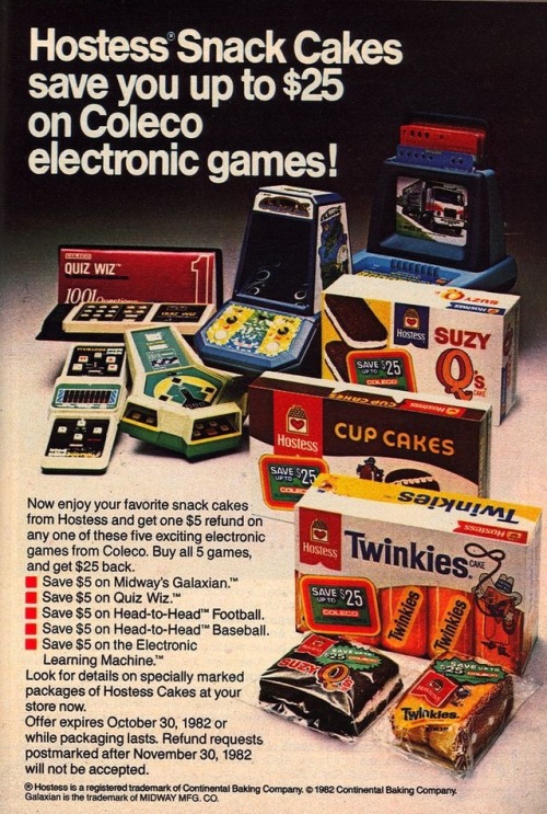 Hostess Snack Cakes and Coleco games Circa 1982