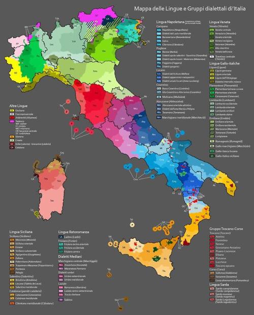 maptitude1: Language and dialect groups of Italy Bicuase I&rsquo;m a fan of all linguistic studi