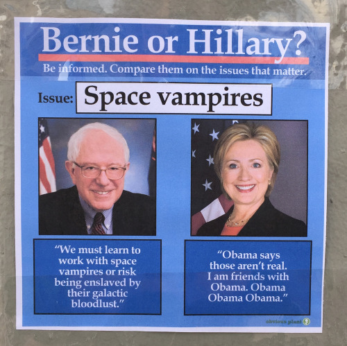 XXX obviousplant:  Bernie or Hillary? Left on photo