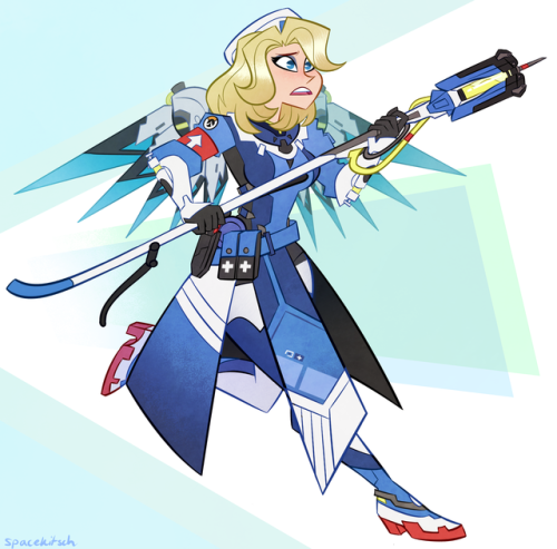 spacekitsch:  mercy commission for @nasharchy! first time drawing anything overwatch