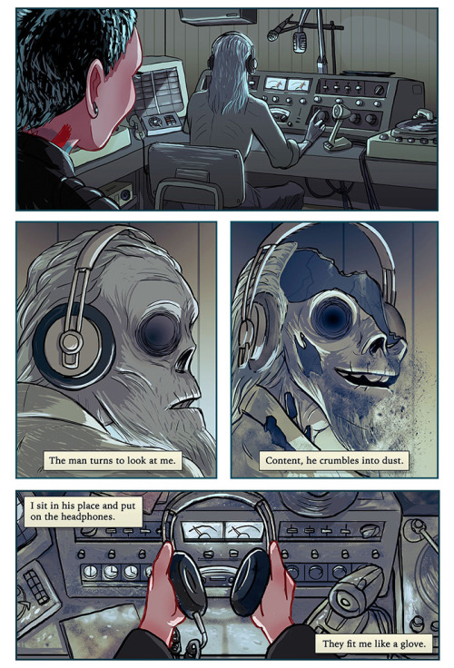 underorange:  gynoidwren:  elcomics:  Midnight Radio. Written by Ehud Lavski. Art by Yael Nathan. If you like it, please share. Contact: elavski@gmail.com  This reminds me a lot of The Secret Knots.  oh man, this gave me chills! 