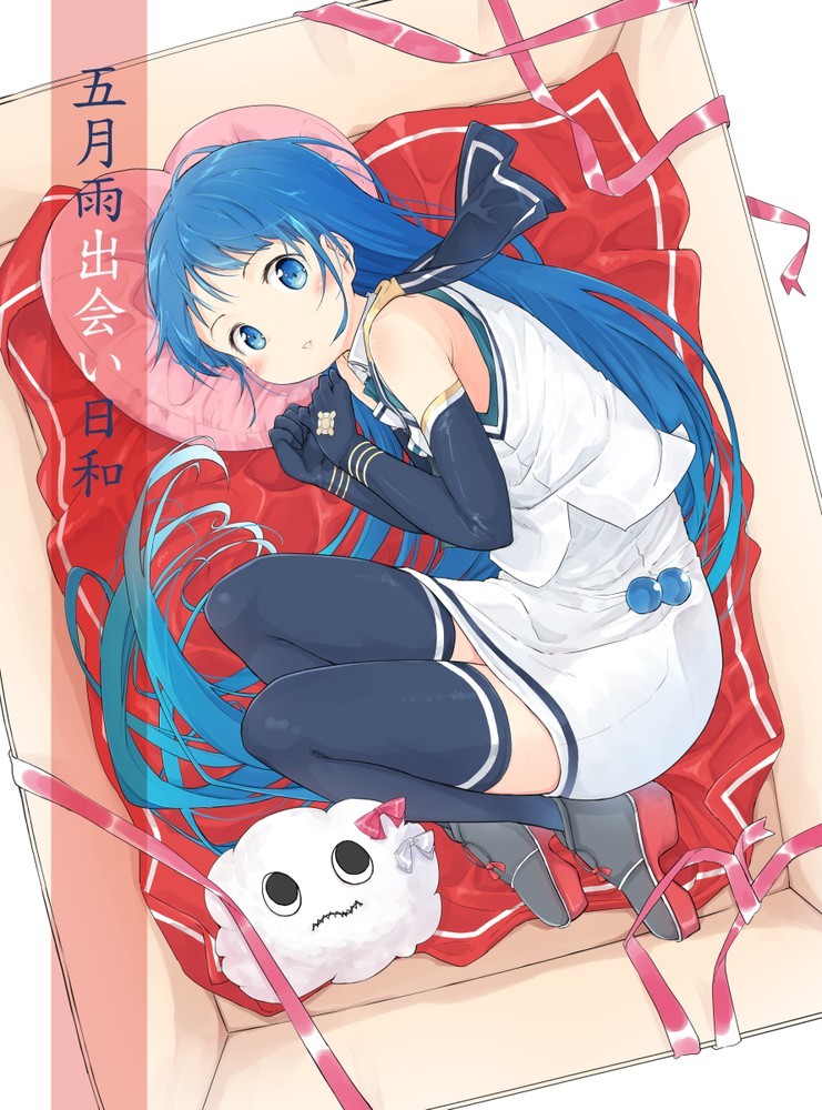 艦隊これくしょん、五月雨（艦これ）、miss cloud (kantai collection)、高解像度、ロングヘア、サイハイソックス、pixiv