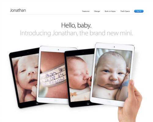 thetechgets:  This is how an Apple fanboy and former employee introduced his baby to the world  One 