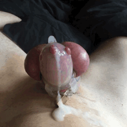 auntiesuz:With that vibrating plug firmly in place… caged for a month… this stud blows a nut or two….hehehehe. or should I say, leaks a nut or two…. that constant flow without ejaculation… a feeling he will get used to and crave over time…