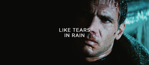 mlder: I’ve seen things you people wouldn’t believe. Attack ships on fire off the shoulder of Orion. I watched C-beams glitter in the dark near the Tannhauser gate. All these moments will be lost in time, like tears in rain. Time to die. Blade Runner,