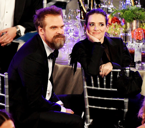 David Harbour and Winona Ryder photographed at the 2020 Screen Actors Guild Awards, 1.19.20.