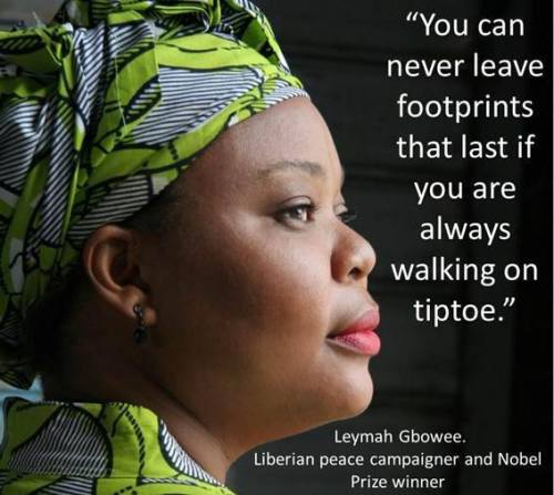 Nobel Prize laureate Leymah Gbowee stands strong for women activists“The peace activist, 43, who sha