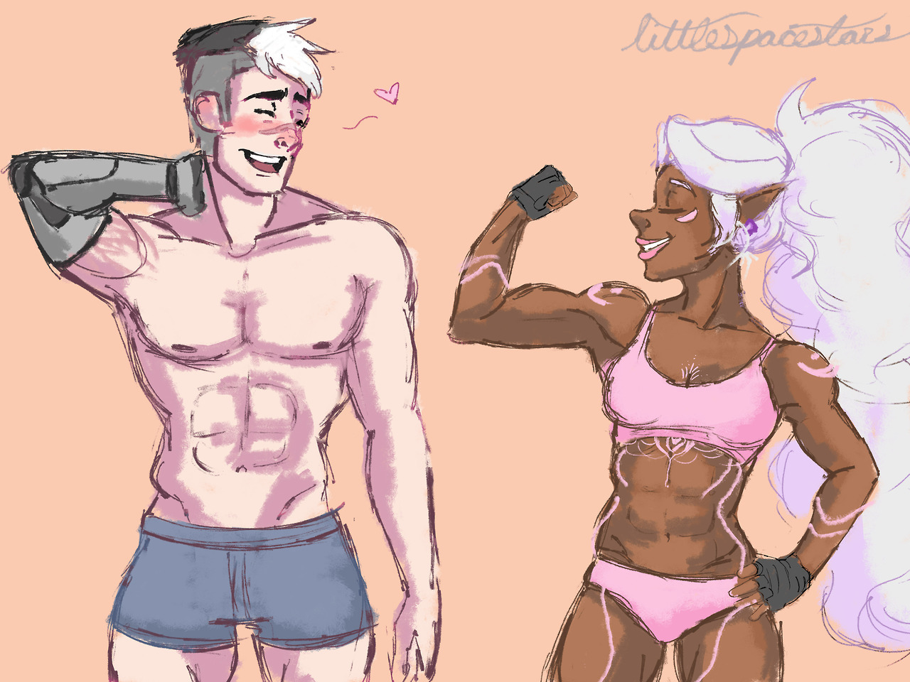 Always choose a strong alien girlfriend if possible. Become a power couple.
Very much inspired by @breezycheezyart, who draws some amazing strong!Allura art (with smitten Shiro) and ponytail!Allura that I adore. lmao.