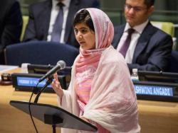 inothernews:  MIGHTIER THAN THE SWORD   Malala Yousafzai, the 16-year-old Pakistani advocate for girls education who was shot in the head by the Taliban, speaks to youth leaders at the United Nations Youth Assembly on July 12, 2013 in New York City.