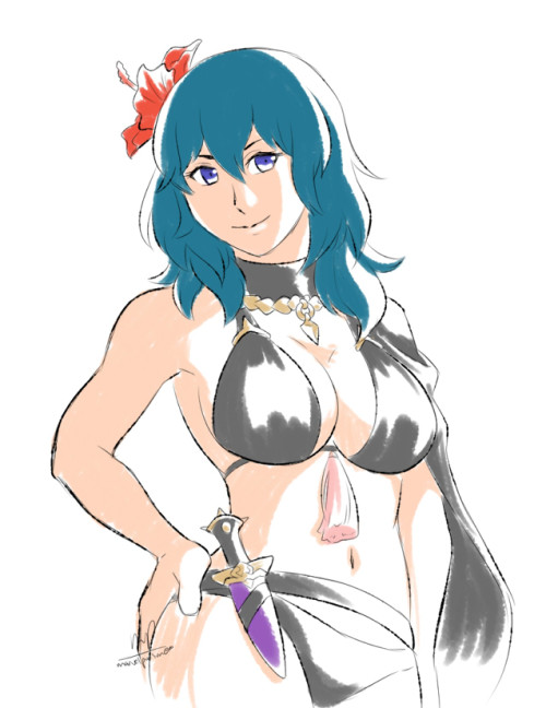 Bikini Byleth finally came home on the last day of the banner. &lt;3(also how do i boob?)