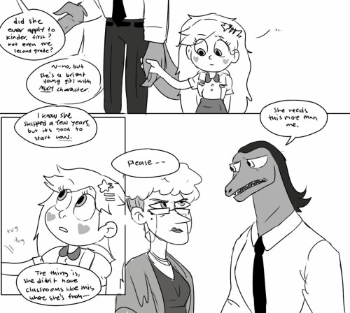 kabuki-akuma:  This…actually came from a dream I had recently. Toffee was taking an 11 year old Star Butterfly to school, and he was assuring her about not letting anyone get in her way since she’s different, it was super cute and I died inside tbh.