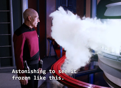 lyrslair: salvmaroni: cant stop thinking abt this I am still determined the writers built this entire episode just to have a reason for Picard to draw a smiley face in a frozen warp core breach. 