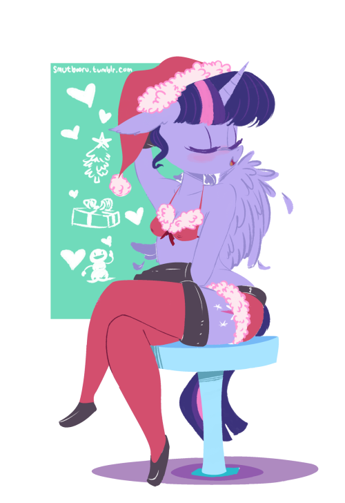 nsfwkevinsano:  smutbooru:  “Oh I’m sooo embarrassed!!!” Art trade for a close friend of mine. She wanted Twilight in a Christmas-y lingerie suit. SUCCESS! Now I just wait for her on that Toriel in a one piece skull bathing suit lol.   very lovely