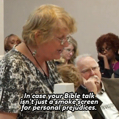 gellertgrindelwold:  turnthatcherry:  baelor:  Trans Woman Dares Bible-Quoting Councilman to Stone Her to Death  dragged   Everyone behind her like “well, daMN”