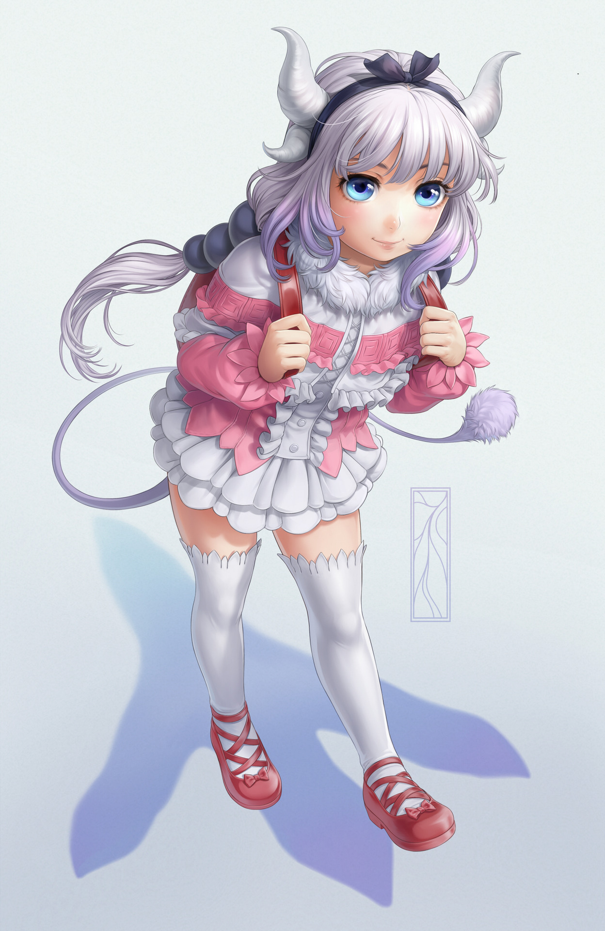 rarts:  Cute dragon girl Kanna Kamui: Kobayashi-san Chi no Maid Dragon anime art  [Artist: