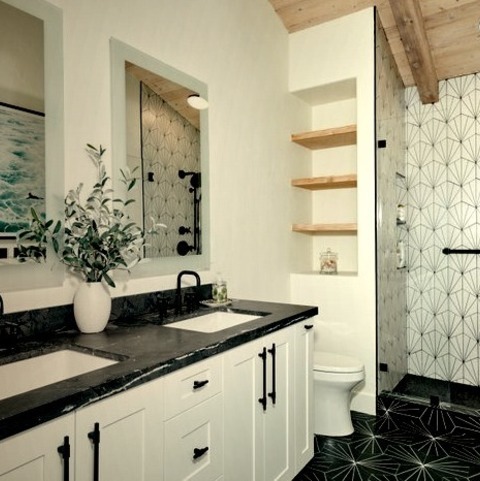 3/4 Bath In San DiegoAlcove Shower - Mid-sized Contemporary 3/4 White Tile And Ceramic Tile Ceramic Tile,