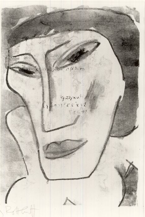 artist-karl-schmidt-rottluff: Female Head (Weiblicher Kopf), Karl Schmidt-Rottluff, 1914, Brooklyn M